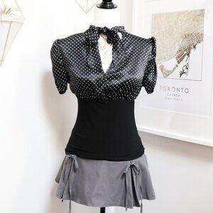 Black Polka Dot Sash Tie Blouse 🎲 CAPTIVE
